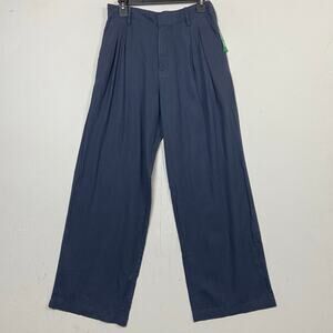 Gap Women's Blue Linen Blend Pleated Front Trouser Pant Size 8 NWT